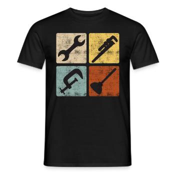 Spengler Plumber Plant Mechanic Vintage - Men's T-Shirt - black - Front - AI Model Male 178 light (178cm)