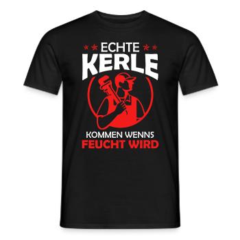 Echte Kerle kommen wenns feucht wird - Männer T-Shirt - Schwarz - Vorne - AI Model Male 178 light (178cm)