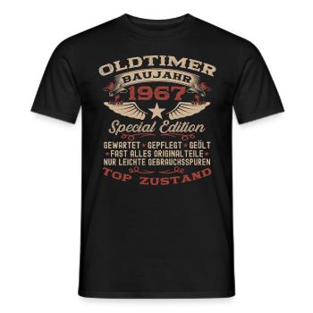 Oldtimer 1967 55. Geburtstag Geschenk Damen Herren - Männer T-Shirt - Schwarz - Vorne - AI Model Male 178 light (178cm)