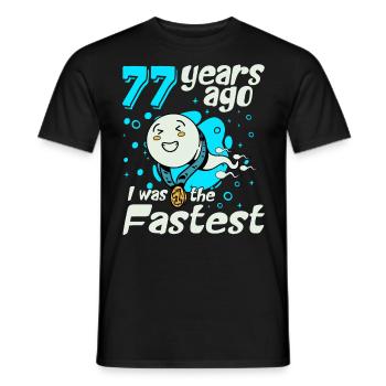 Il y a 77 ans, j’étais le plus rapide 77e anniversaire - T-shirt homme - noir - Devant - AI Model Male 178 light (178cm)