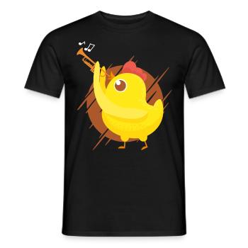 Trumpet Player Girl Chicken - Men's T-Shirt - black - Front - AI Model Male 178 light (178cm)