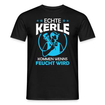 Echte Kerle kommen wenns feucht wird - Männer T-Shirt - Schwarz - Vorne - AI Model Male 178 light (178cm)