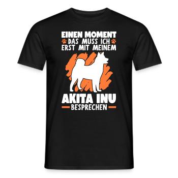 Mit meinem Akita Inu besprechen japanischer Spitz - Männer T-Shirt - Schwarz - Vorne - AI Model Male 178 light (178cm)