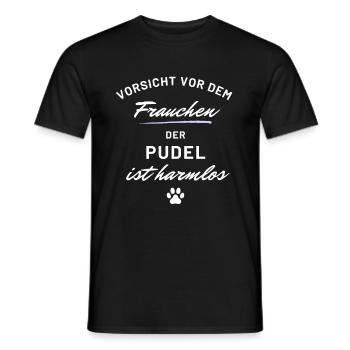 vorsicht frauchen pudel harmlos hunde spruch - Männer T-Shirt - Schwarz - Vorne - AI Model Male 178 light (178cm)