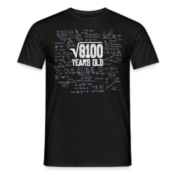 Square Root of 8100 Math Nerd 90th Birthday - Men's T-Shirt - black - Front - AI Model Male 178 light (178cm)