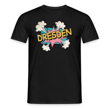 Dresden Germany City Font Pop Art Comic - Men's T-Shirt - black - Front - AI Model Male 178 light (178cm)
