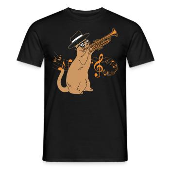 Trompettiste Cat Jazz Vintage - T-shirt homme - noir - Devant - AI Model Male 178 light (178cm)