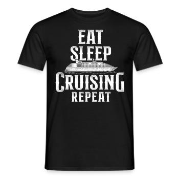 Vacances en bateau de croisière Manger dormir - T-shirt homme - noir - Devant - AI Model Male 178 light (178cm)