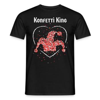 Konfetti Kölner Rot Weiss Karneval Fasching Narr - Männer T-Shirt - Schwarz - Vorne - AI Model Male 178 light (178cm)