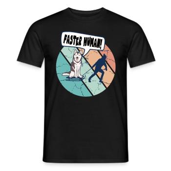 Husky Sledding Faster Human pour les fans de Mushing - T-shirt homme - noir - Devant - AI Model Male 178 light (178cm)