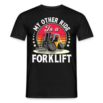 Conducteur de chariot élévateur Élévateur à fourche Magasinier - T-shirt homme - noir - Devant - AI Model Male 178 light (178cm)