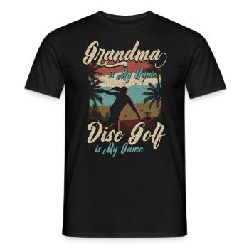 Grandma Is My Name Disc Golf Is My Game für Oma - Männer T-Shirt - Schwarz - Vorne - AI Model Male 178 light (178cm)