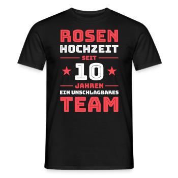 Rosenhochzeit 10 Jahre Verheiratet Geschenk - Männer T-Shirt - Schwarz - Vorne - AI Model Male 178 light (178cm)