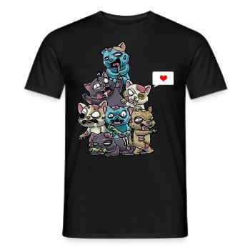 Drôle de chats zombies Spooky Halloween - T-shirt homme - noir - Devant - AI Model Male 178 light (178cm)