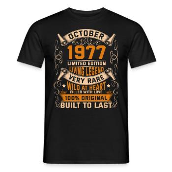 Birthday Legends 100% Original Octobre 1977 - T-shirt homme - noir - Devant - AI Model Male 178 light (178cm)