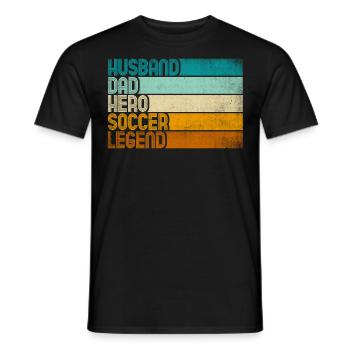 Retro Husband Dad Hero Soccer Legend - Men's T-Shirt - black - Front - AI Model Male 178 light (178cm)