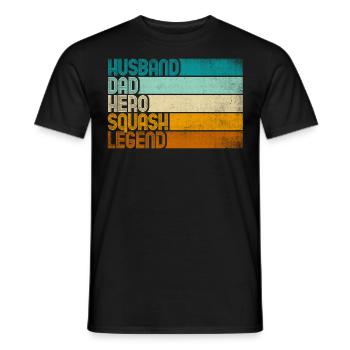 Retro Husband Dad Hero Squash Legend - Men's T-Shirt - black - Front - AI Model Male 178 light (178cm)