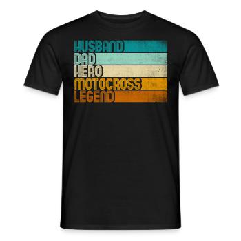 Retro Mari Papa Héros Motocross Légende - T-shirt homme - noir - Devant - AI Model Male 178 light (178cm)