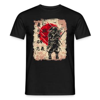 Samurai Japanese Warrior Swordsman Japan - Men's T-Shirt - black - Front - AI Model Male 178 light (178cm)