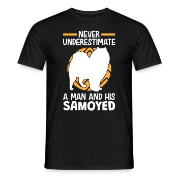 Femme avec Samoyède Chien de traîneau Samoyèdes - T-shirt homme - noir - Devant - AI Model Male 178 light (178cm)