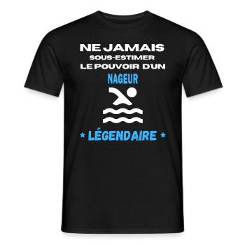 ne jamais sous estimer légendaire NAGEUR - T-shirt homme - noir - Devant - AI Model Male 178 light (178cm)