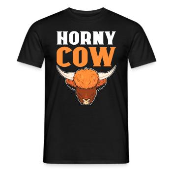 Horny Cow Highland Cattle Breeder - Men's T-Shirt - black - Front - AI Model Male 178 light (178cm)