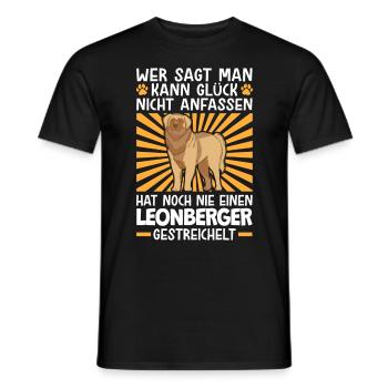 Leonberger streicheln deutscher Wachhund - Männer T-Shirt - Schwarz - Vorne - AI Model Male 178 light (178cm)