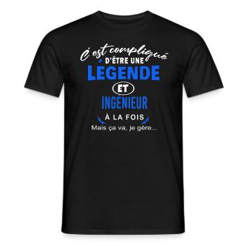 humour Légende et INGÉNIEUR cadeau - T-shirt homme - noir - Devant - AI Model Male 178 light (178cm)