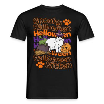 Schottische Faltohrkatze Spooky Halloween Cat - Männer T-Shirt - Schwarz - Vorne - AI Model Male 178 light (178cm)