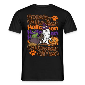 Norwegische Waldkatze Halloween Spooky Halloween - Männer T-Shirt - Schwarz - Vorne - AI Model Male 178 light (178cm)