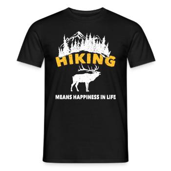 Wandern Hiking Means Happiness In Life Trekking - Männer T-Shirt - Schwarz - Vorne - AI Model Male 178 light (178cm)