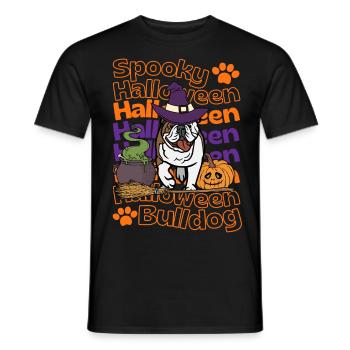 Bulldogge Halloween Hund Spooky Halloween Bulldog - Männer T-Shirt - Schwarz - Vorne - AI Model Male 178 light (178cm)