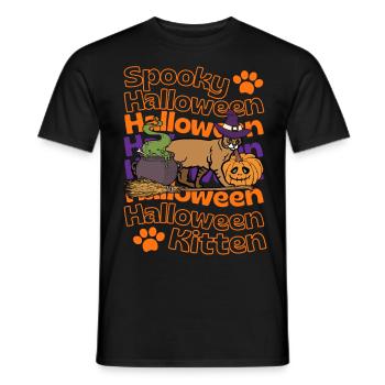 Chausie Halloween Katze. Spooky Halloween Cat - Männer T-Shirt - Schwarz - Vorne - AI Model Male 178 light (178cm)