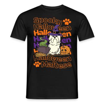 Malteser Halloween Hund Spooky Halloween Maltese - Männer T-Shirt - Schwarz - Vorne - AI Model Male 178 light (178cm)