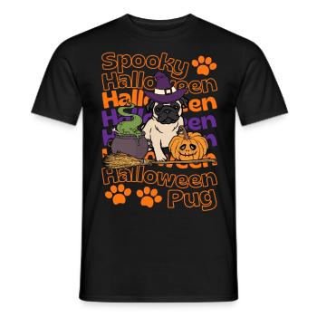 Mops Halloween Hund. Spooky Halloween Pug - Männer T-Shirt - Schwarz - Vorne - AI Model Male 178 light (178cm)