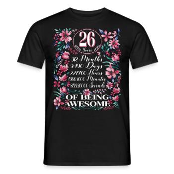 26 Years, Months Floral Women's 26th Birthday - Men's T-Shirt - black - Front - AI Model Male 178 light (178cm)