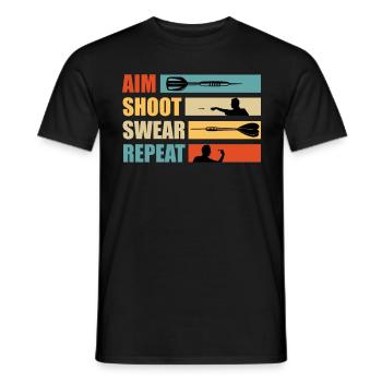 Darts Aim Shoot Swear Repeat Dart Zubehör Darts - Männer T-Shirt - Schwarz - Vorne - AI Model Male 178 light (178cm)