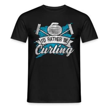 Plaque de curling cool Je préférerais être curling - T-shirt homme - noir - Devant - AI Model Male 178 light (178cm)