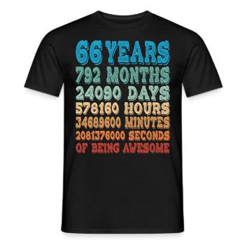 66 Years Months Days Being Awesome 66. Geburtstag - Männer T-Shirt - Schwarz - Vorne - AI Model Male 178 light (178cm)