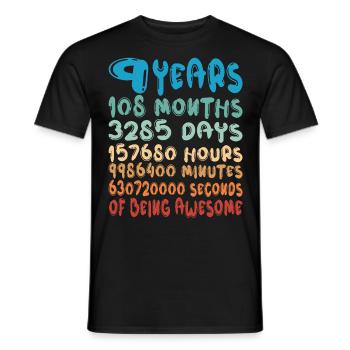 9 Years Months Days Being Awesome 9th Birthday - Men's T-Shirt - black - Front - AI Model Male 178 light (178cm)
