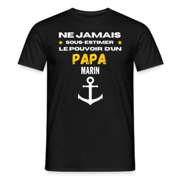 ne jamais sous estimer Marin papa - T-shirt homme - noir - Devant - AI Model Male 178 light (178cm)
