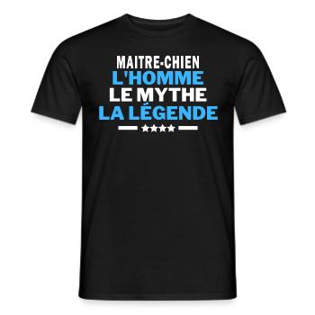 MAITRE-CHIEN l'homme le mythe la légende - humour - T-shirt homme - noir - Devant - AI Model Male 178 light (178cm)