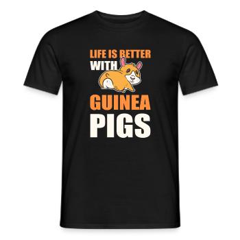 Life is Better with Guinea Pigs Guinea Pig Lover - Men's T-Shirt - black - Front - AI Model Male 178 light (178cm)
