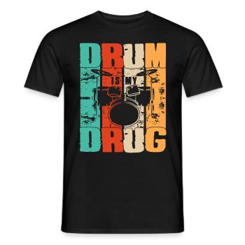 Drum Is My Drug Drum Set Retro Vintage Drummer - Männer T-Shirt - Schwarz - Vorne - AI Model Male 178 light (178cm)