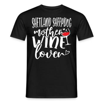 Amateur de vin SHETLAND SHEEPDOG Mère - T-shirt homme - noir - Devant - AI Model Male 178 light (178cm)