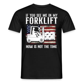 Opérateur de chariot élévateur certifié - T-shirt homme - noir - Devant - AI Model Male 178 light (178cm)