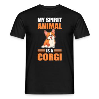 Mon animal spirituel est un chien Corgi Welsh Corgi - T-shirt homme - noir - Devant - AI Model Male 178 light (178cm)