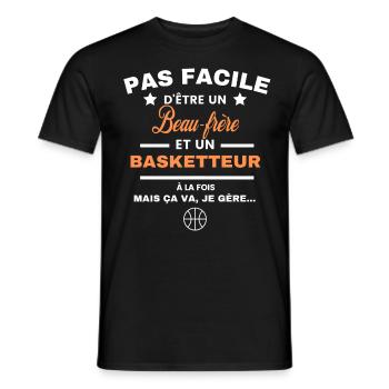 pas facile d'être basketteur et Beau-frère - T-shirt homme - noir - Devant - AI Model Male 178 light (178cm)