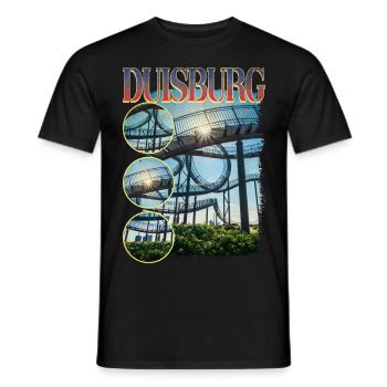 Duisburg Germany City Skyline Home Love - Men's T-Shirt - black - Front - AI Model Male 178 light (178cm)