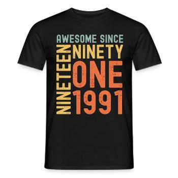 Génial depuis 1991 Année du cadeau d’anniversaire - T-shirt homme - noir - Devant - AI Model Male 178 light (178cm)
